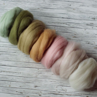 Kammzugset in zarten Rosé-, Beige- und Grüntönen