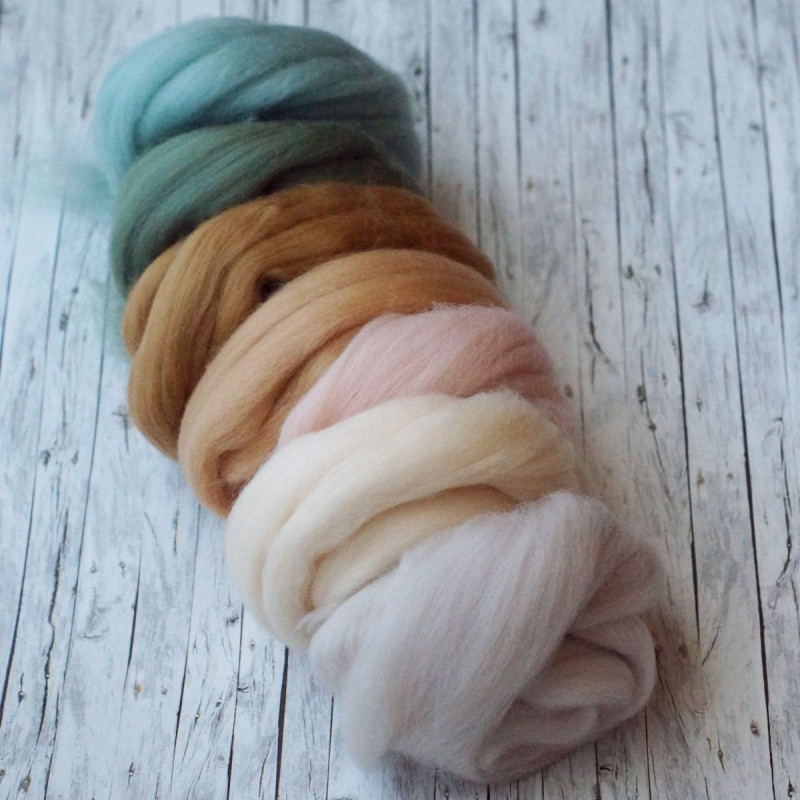 Kammzugset in 7 Eukalyptus-, Beige- und Lachstönen