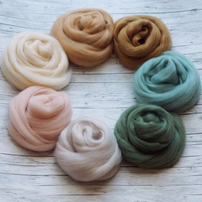 Kammzugset in 7 Eukalyptus-, Beige- und Lachstönen