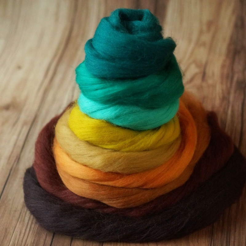 Kammzugset in 9 Smaragd-, Orange- und Brauntönen