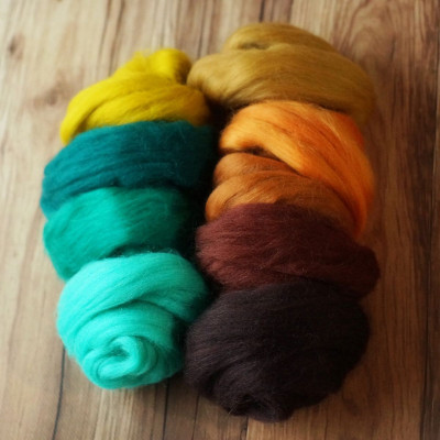 Kammzugset in 9 Smaragd-, Orange- und Brauntönen