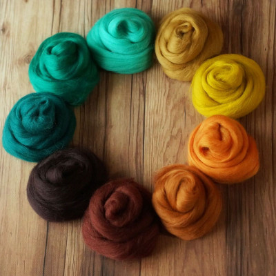 Kammzugset in 9 Smaragd-, Orange- und Brauntönen