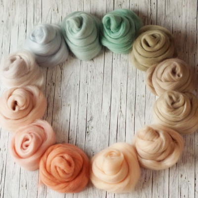 Kammzugset in 12 Lachs-, Mint- und Mandeltönen