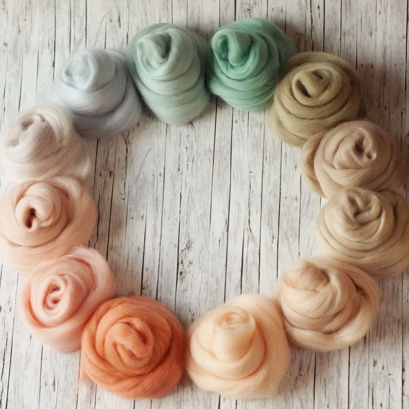 Kammzugset in 12 Lachs-, Mint- und Mandeltönen