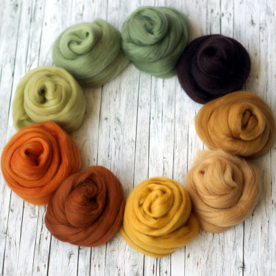 Kammzugset mit 9 Orange-, Braun- und Grüntönen