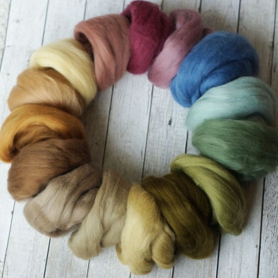 Kammzugset Farben wie Pflanzengefärbt