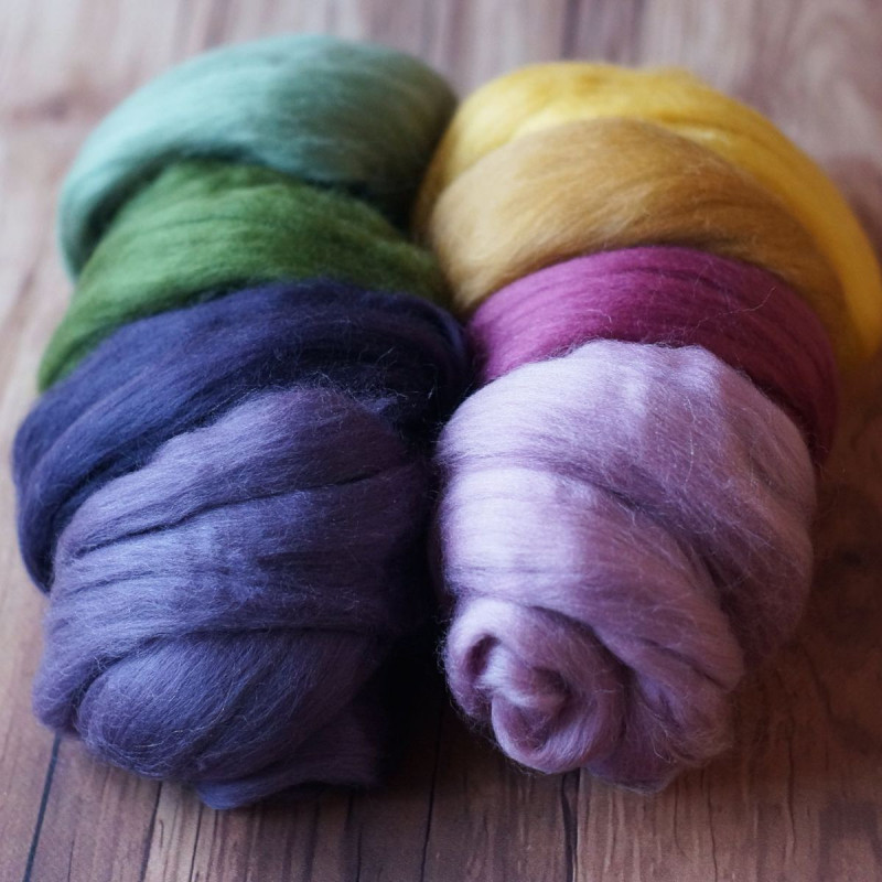 Kammzugset  mit 8 Lila-, Grün- und Gelbtönen