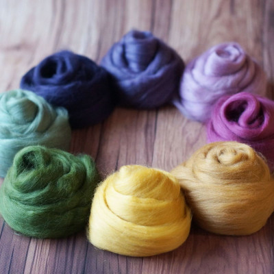 Kammzugset  mit 8 Lila-, Grün- und Gelbtönen