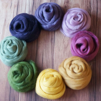 Kammzugset  mit 8 Lila-, Grün- und Gelbtönen