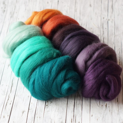 Kammzugset  mit 10 Lila-, Grün- und Orangetönen