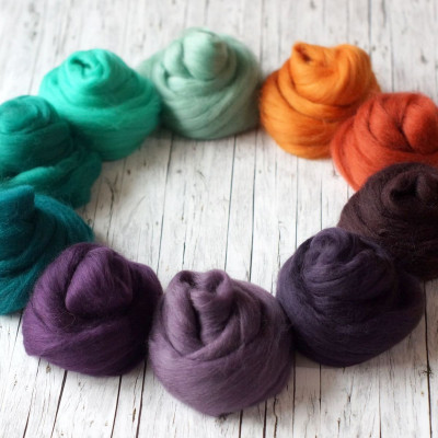 Kammzugset  mit 10 Lila-, Grün- und Orangetönen