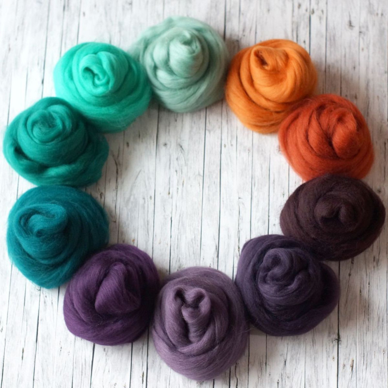 Kammzugset  mit 10 Lila-, Grün- und Orangetönen