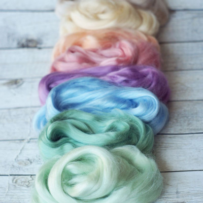 Viskose Kammzug-Set Pastellfarben