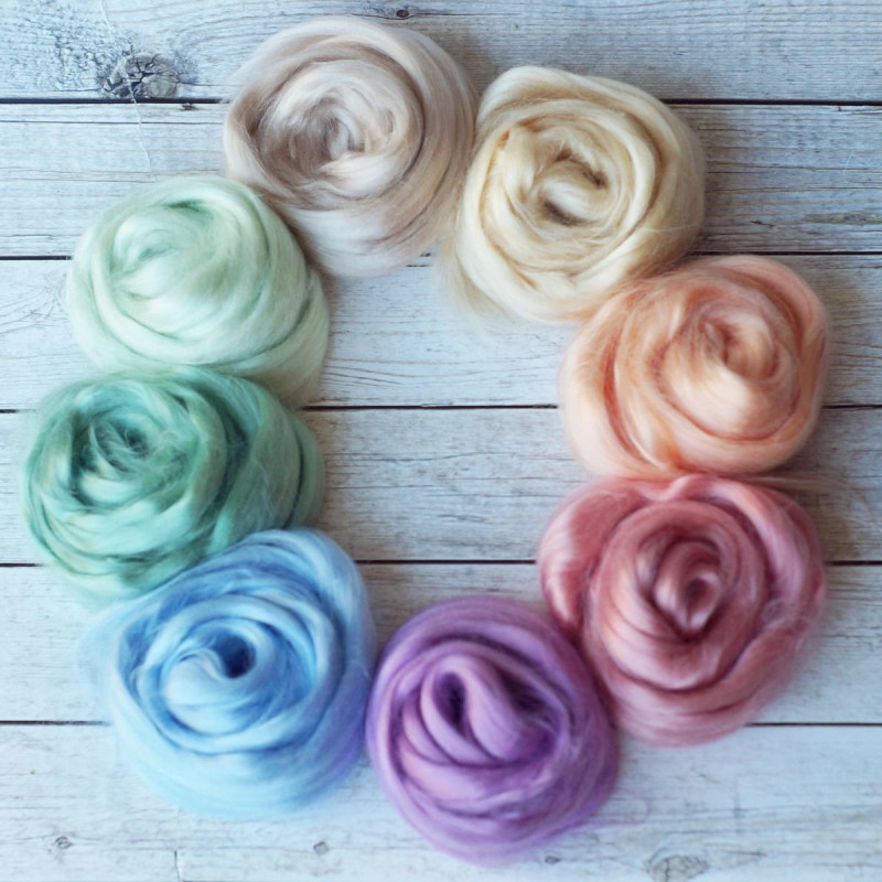 Viskose Kammzug-Set Pastellfarben