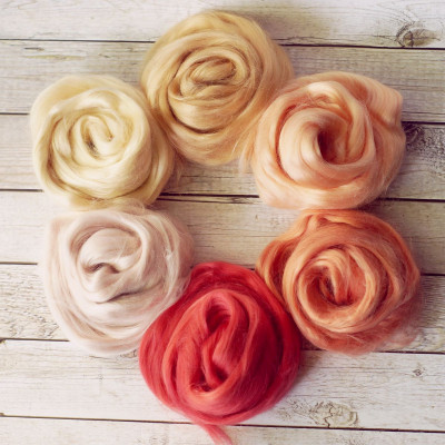 Viskose Kammzug-Set Koralle-Lachs