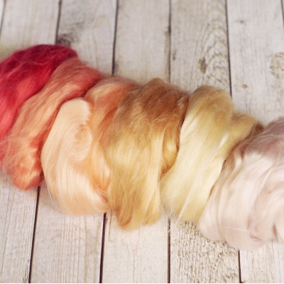 Viskose Kammzug-Set Koralle-Lachs