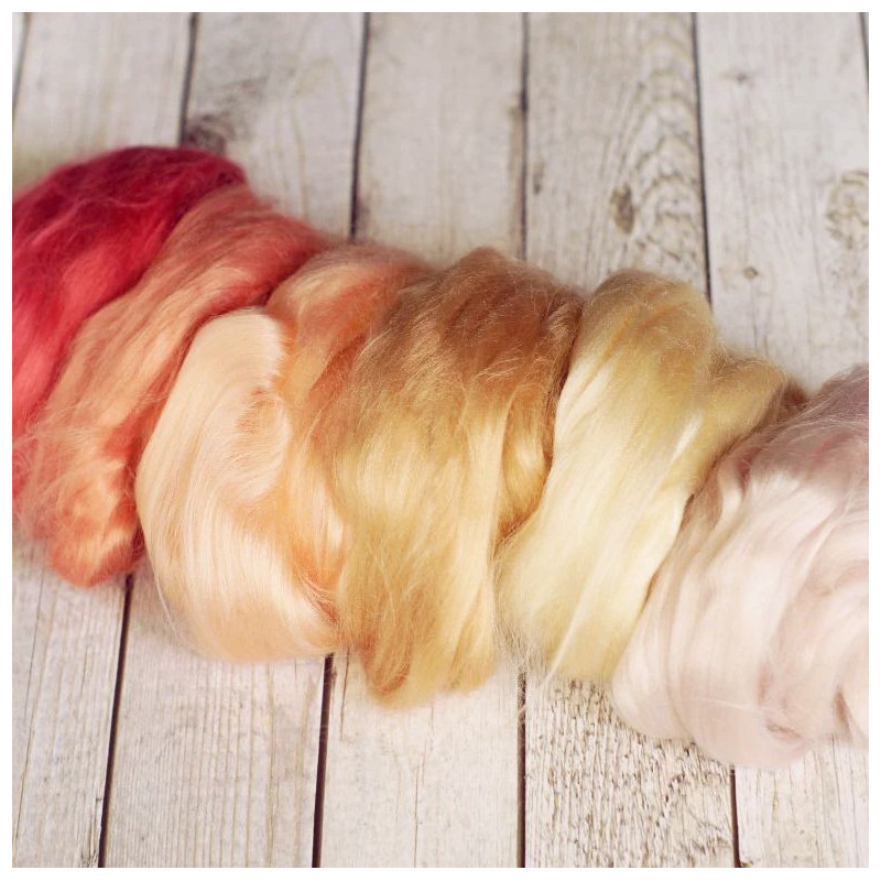 Viskose Kammzug-Set Koralle-Lachs