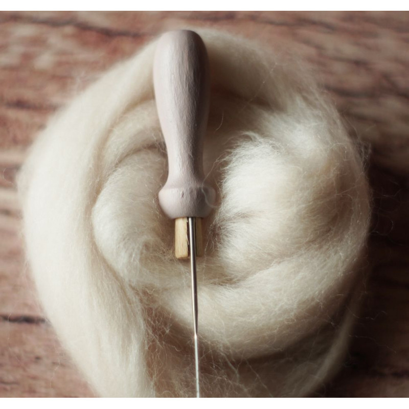 Kleiner Filznadelgriff aus Holz - Taupe