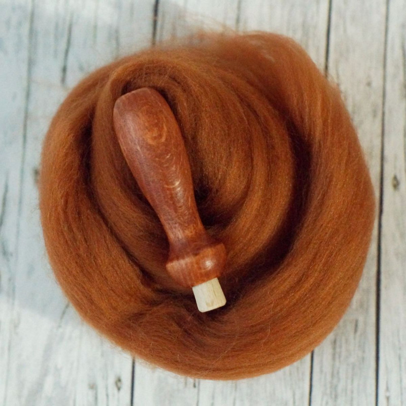 Kleiner Filznadelgriff aus Holz - Mahagoni