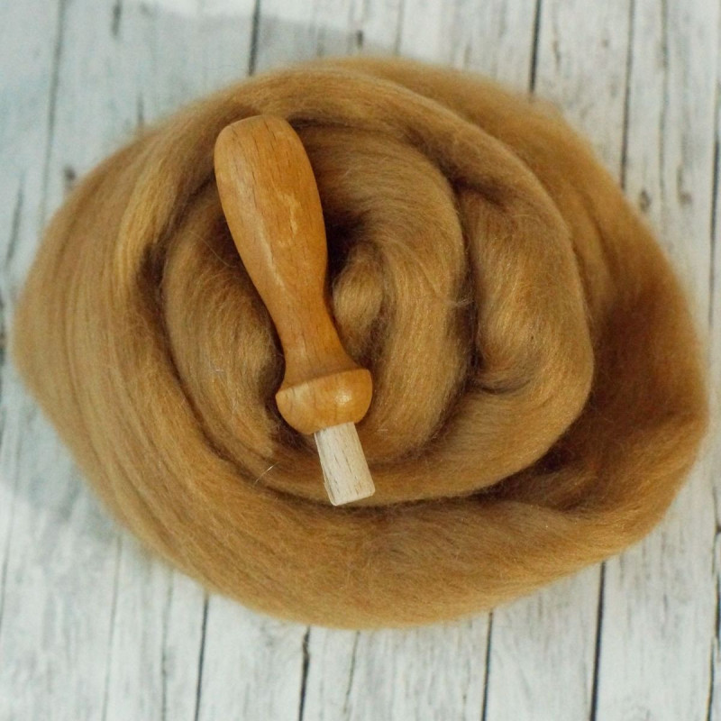 Kleiner Filznadelgriff aus Holz - Goldteak