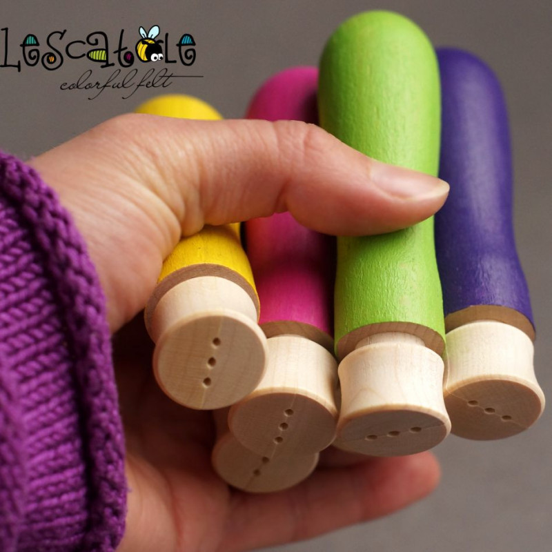 3er-Filznadelgriff aus Holz