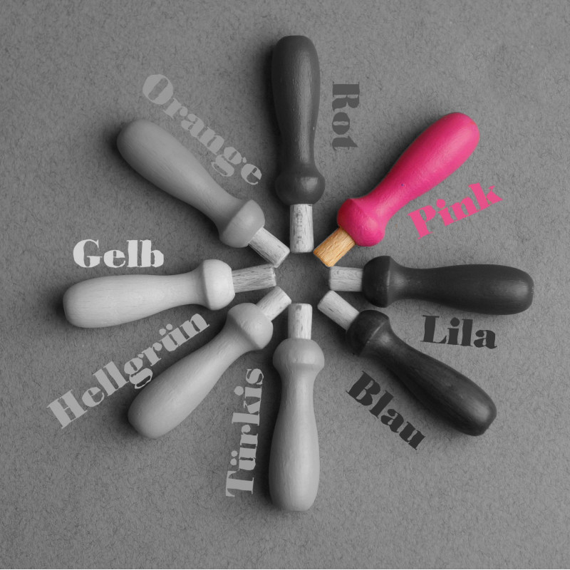 Kleiner bunter Filznadelgriff aus Holz - Pink