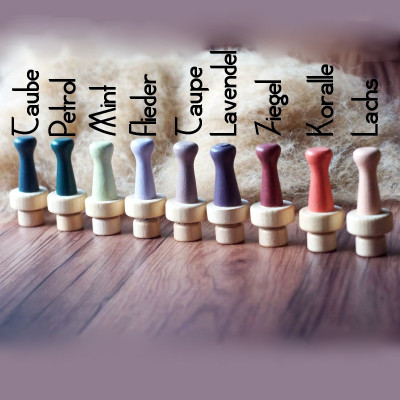 6er-Filznadelgriff aus Holz in  hübschen Kreidefarben