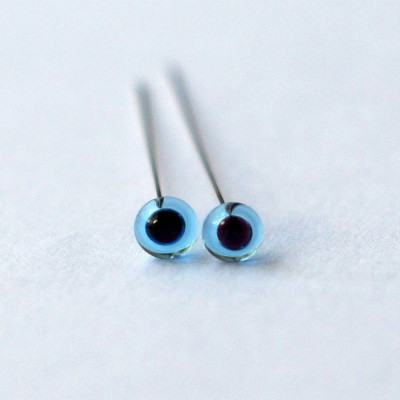 4 Paar blaue Glasaugen am Draht  Ø 5mm