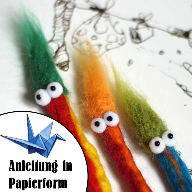 Bücherwürmer filzen - Anleitung in Papierform