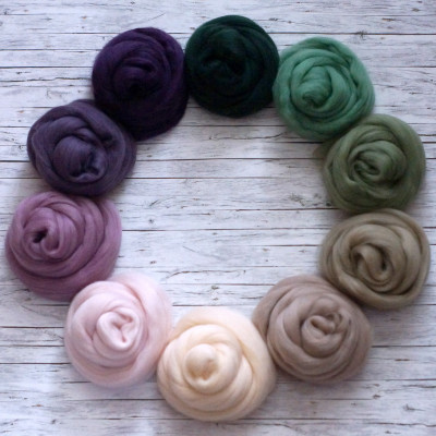 KAMMZUGSET  MIT 10 ROSA-LILA-GRÜNTÖNEN