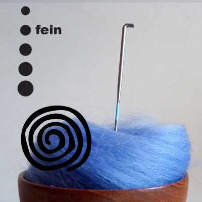 Spiralfilznadel 40 Gauge - hellblau markiert