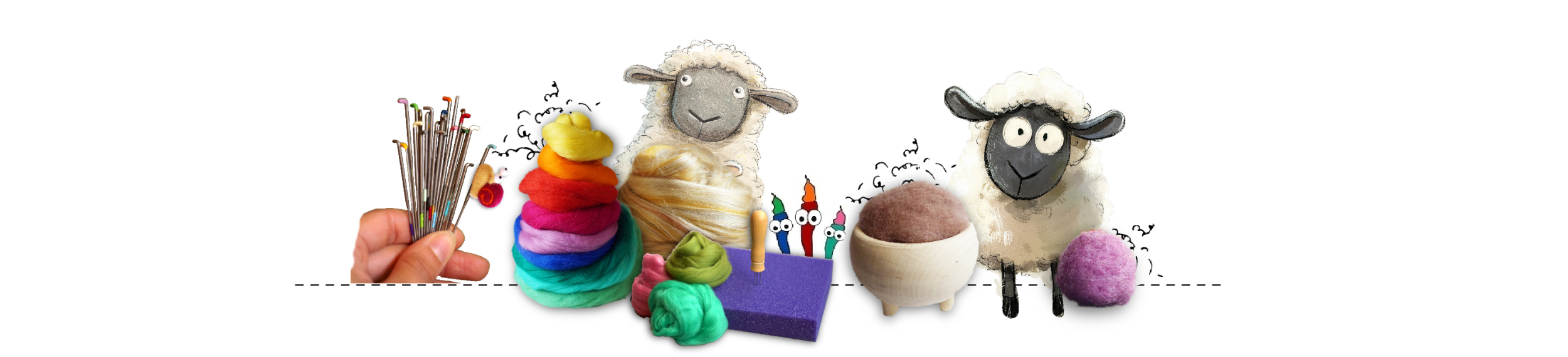 Filzmaterial mit zwei lustigen Schafen